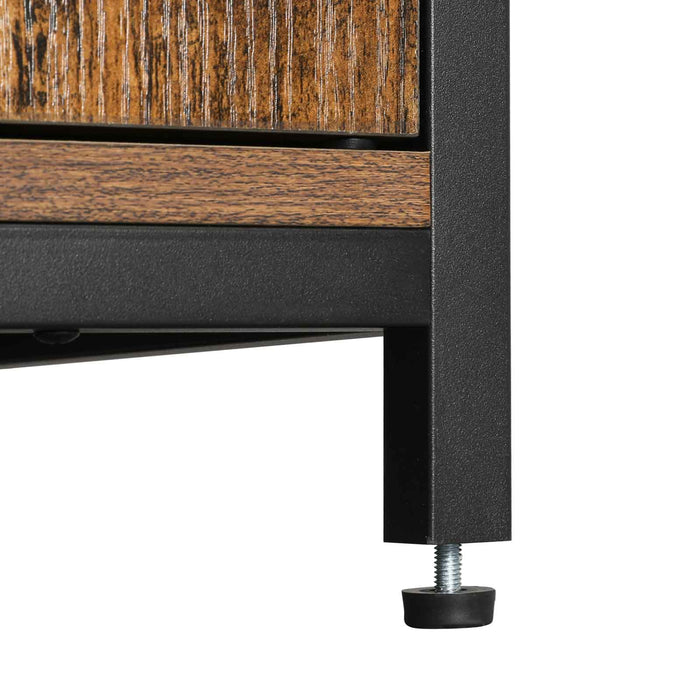 AUSLAUF VASAGLE | Floor Standing Cabinet, Storage Cabinet, Kitchen Cupboard with 2 Open Compartments, 1 Adjustable Shelf Behind Doors, Multifunctional, Industrial Style, rustikal braun und Black LSC66BX