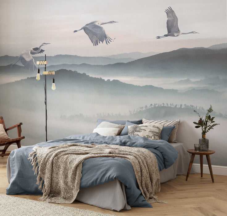 Digitaldruck Vlies Fototapete | Mystic Cranes | 400 x 280 cm