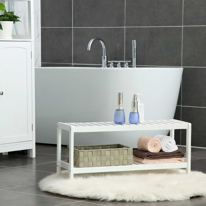 SONGMICS | Schlichtes Schuhregal Bambus Weiß