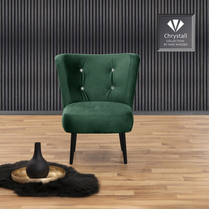 NEU Max Winzer | Norman | Sessel | Samtvelours | Füße Buche Schwarz Lackiert (konisch rund)