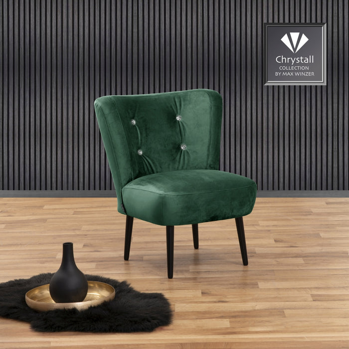 NEU Max Winzer | Norman | Sessel | Samtvelours | Füße Buche Schwarz Lackiert (konisch rund)