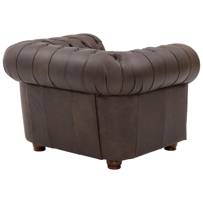 NEU Max Winzer | Norwin | Sessel | Echtleder (Antikoptik | Füße Buche Nussbaum Dunkel Lackiert (gedrechselt)