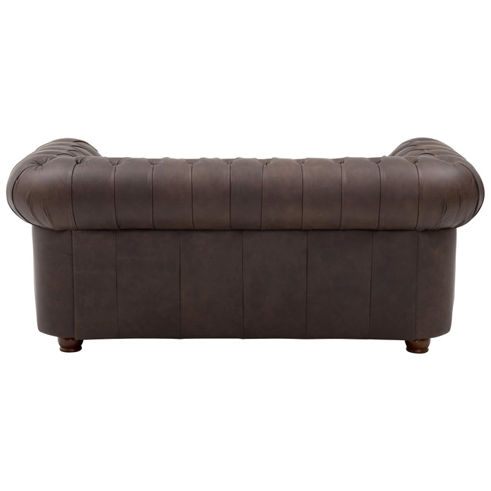 NEU Max Winzer | Norwin | Sofa | Sofa 2-Sitzer | Echtleder (Antikoptik | Füße Buche Nussbaum Dunkel Lackiert (gedrechselt)