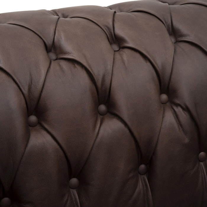 NEU Max Winzer | Norwin | Sofa | Sofa 3-Sitzer | Echtleder (Antikoptik | Füße Buche Nussbaum Dunkel Lackiert (gedrechselt)