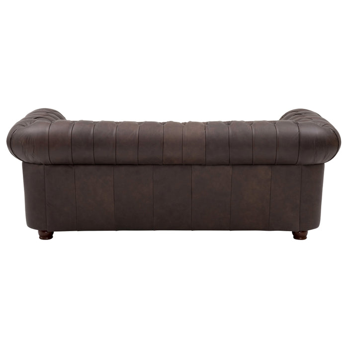 NEU Max Winzer | Norwin | Sofa | Sofa 3-Sitzer | Echtleder (Antikoptik | Füße Buche Nussbaum Dunkel Lackiert (gedrechselt)