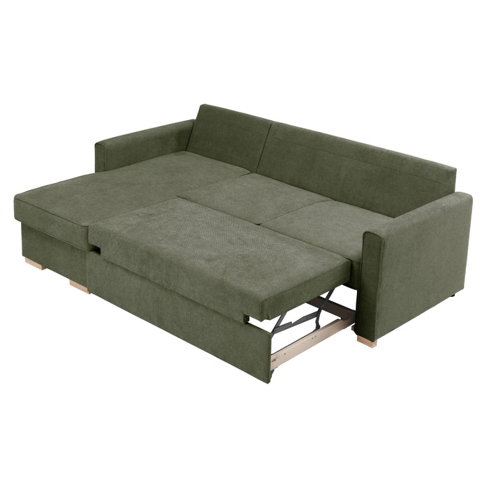 NEU Max Winzer | NovaLounge | Sofa | Ecksofa mit Auszugsbett | Flachgewebe | Füße Buche Vorne, Verschiedene Farben Wählbar_x000d_ Kunststoffgleiter Hinten (eckig)