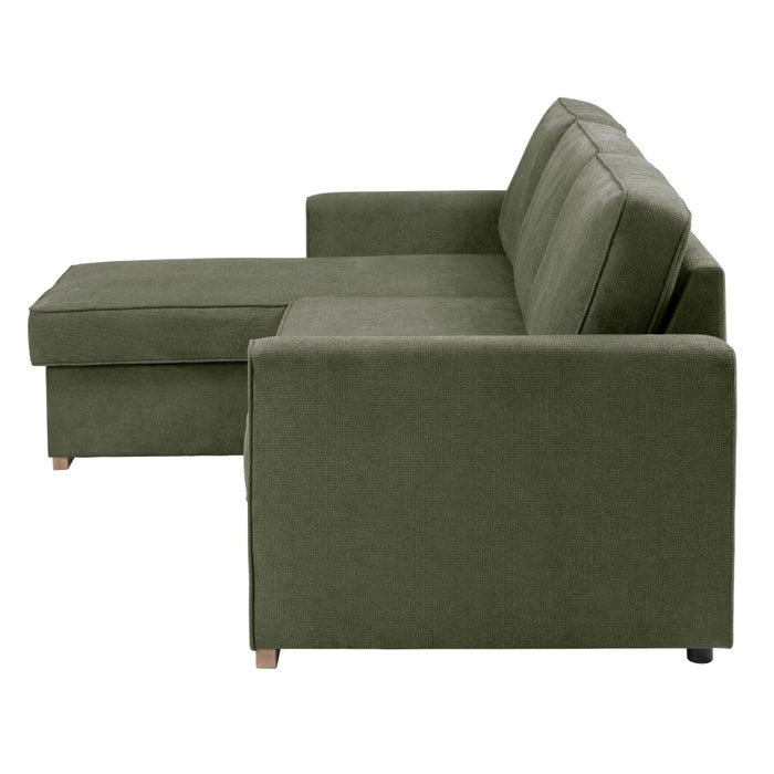 NEU Max Winzer | NovaLounge | Sofa | Ecksofa mit Auszugsbett | Flachgewebe | Füße Buche Vorne, Verschiedene Farben Wählbar_x000d_ Kunststoffgleiter Hinten (eckig)