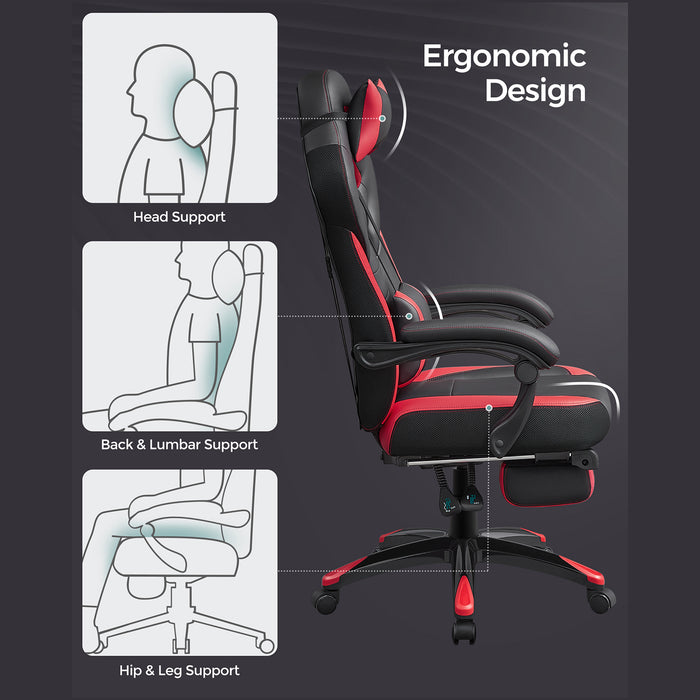 NEU | SONGMICS | Gamingstuhl Kunstleder Schwarz-Rot