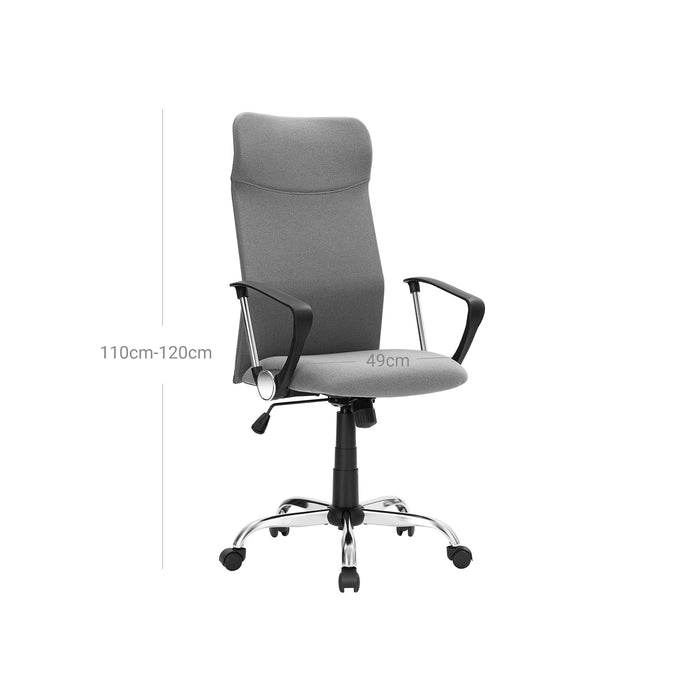 AUSLAUF SONGMICS | OBN034G01 Office Chair Ergonomic Swivel Chair Padded Seat Fabric Cover Height-Adjustable und Tiltable up to 120 kg Load Capacity grau