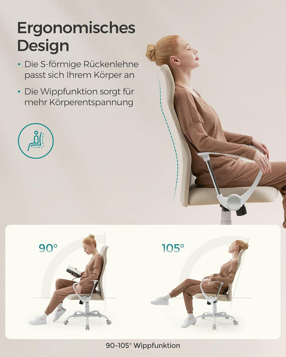 AUSLAUF SONGMICS | Office Chair, Ergonomic Swivel Chair, Padded Seat, Fabric Cover, Adjustable und Tilting