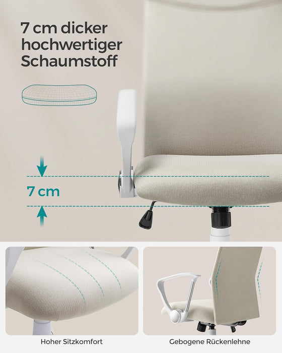 AUSLAUF SONGMICS | Office Chair, Ergonomic Swivel Chair, Padded Seat, Fabric Cover, Adjustable und Tilting