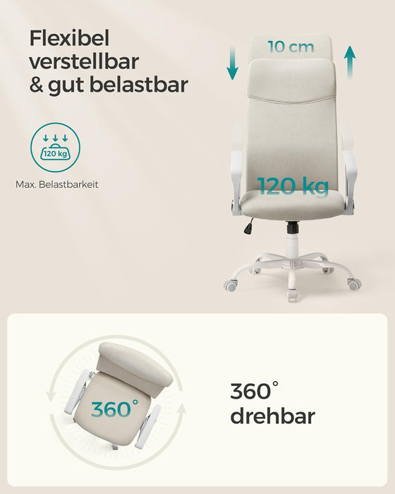 AUSLAUF SONGMICS | Office Chair, Ergonomic Swivel Chair, Padded Seat, Fabric Cover, Adjustable und Tilting