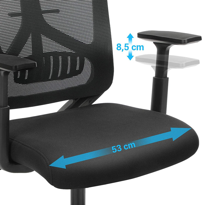 AUSLAUF SONGMICS | Ergonomic Office und Desk Chair with Lumbar Support, Swivel Computer Chair with Adjustable Headrest und Armrests, Rocker Function, und Height Adjustment, Black OBN53BK