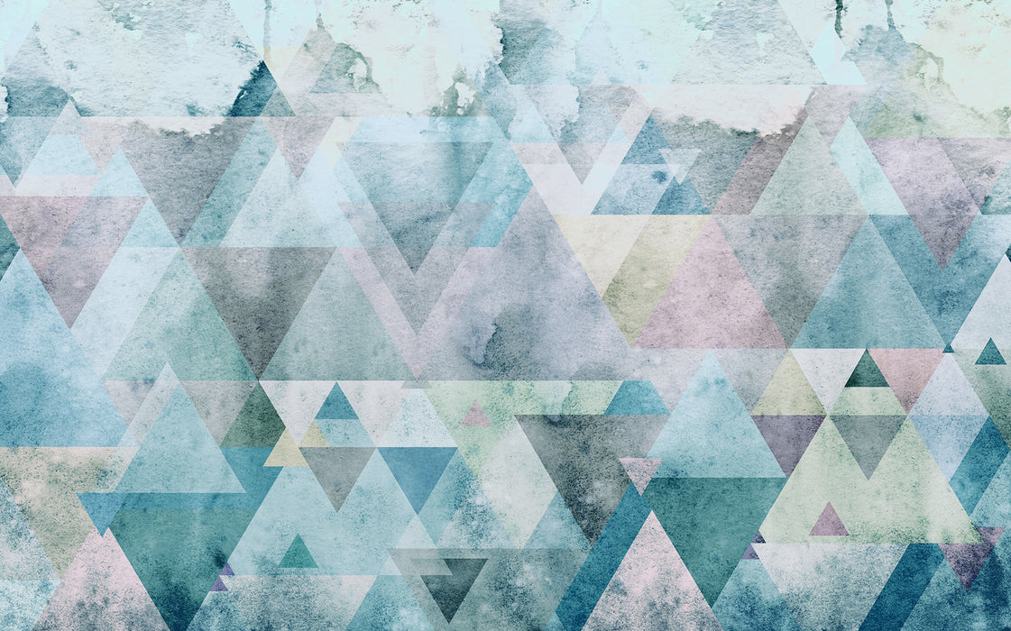 Digitaldruck Vlies Fototapete | Triangles Blue | 400 x 250 cm