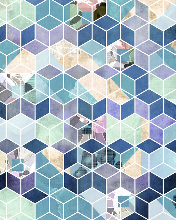 Digitaldruck Vlies Fototapete | Geometric Blue | 200 x 250 cm