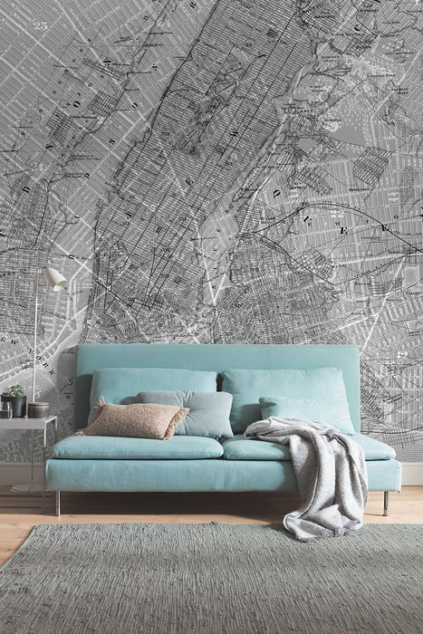 Digitaldruck Vlies Fototapete | NYC Map | 200 x 250 cm