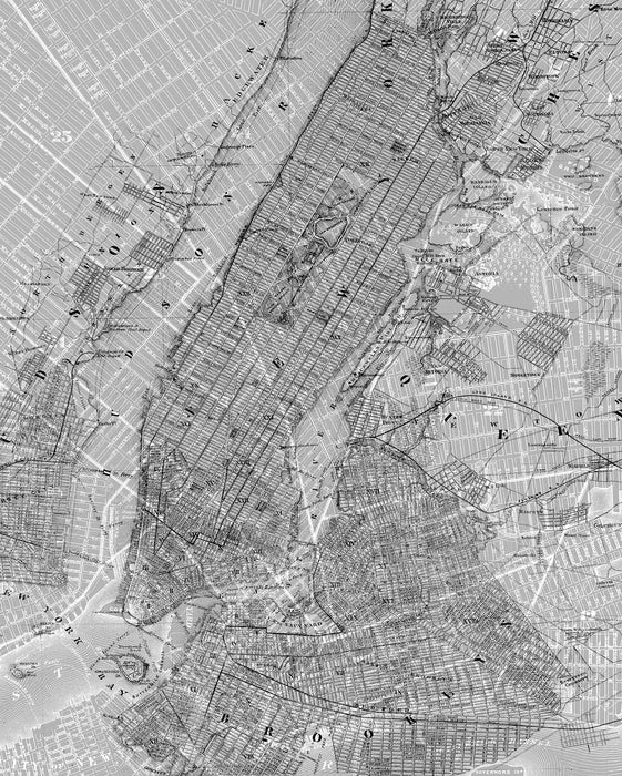 Digitaldruck Vlies Fototapete | NYC Map | 200 x 250 cm