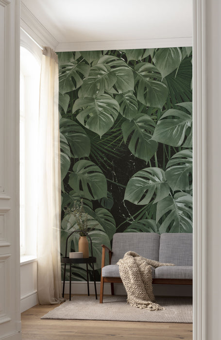 Digitaldruck Vlies Fototapete | Monstera on Marble | 200 x 250 cm