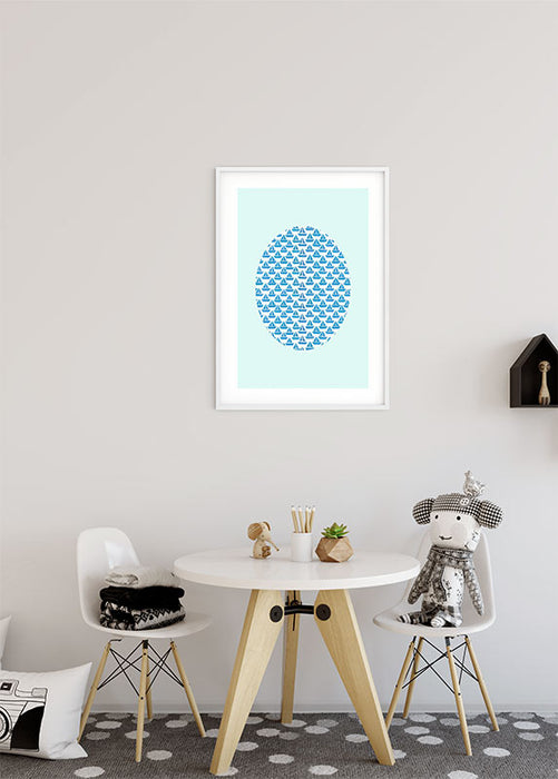 Komar NEU | Wandbild - Shelly Patterns Aqua - Größe 50 x 70 cm