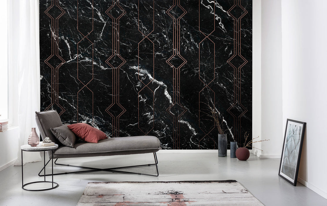 Digitaldruck Vlies Fototapete | Marble Black | 400 x 250 cm