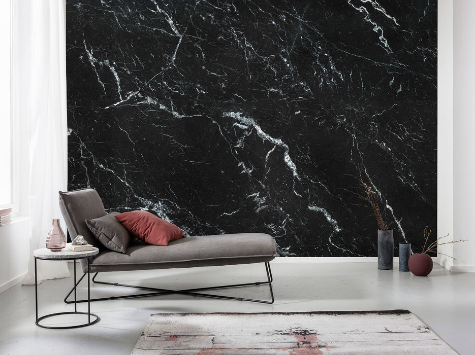 Digitaldruck Vlies Fototapete | Marble Nero | 400 x 250 cm