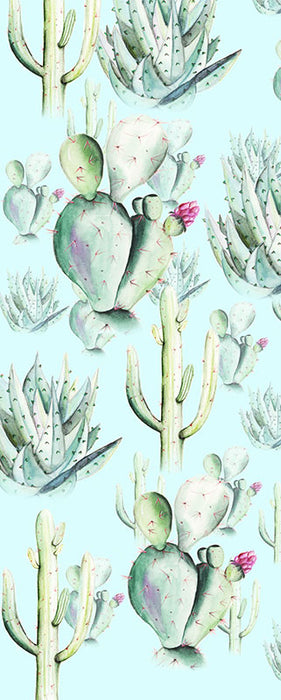 Digitaldruck Vlies Fototapete | Cactus Blue Panel | 100 x 250 cm