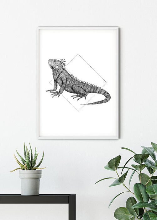 Komar NEU | Wandbild - Iguana White - Größe 50 x 70 cm