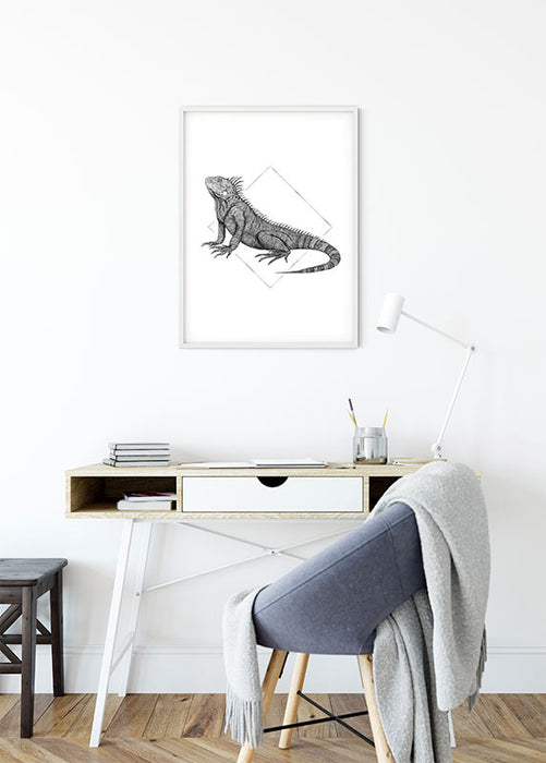 Komar NEU | Wandbild - Iguana White - Größe 40 x 50 cm