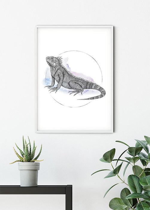 Komar NEU | Wandbild - Iguana Watercolor - Größe 30 x 40 cm