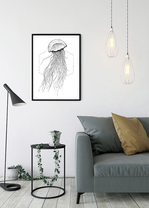 Wandbild - Jellyfish White
