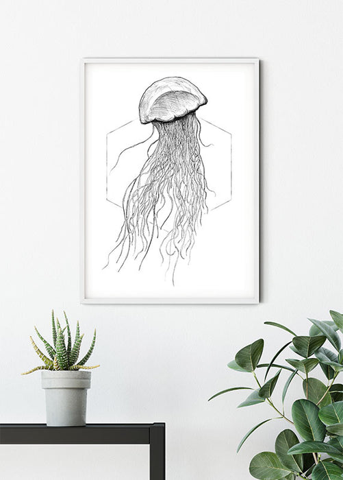 Wandbild - Jellyfish White