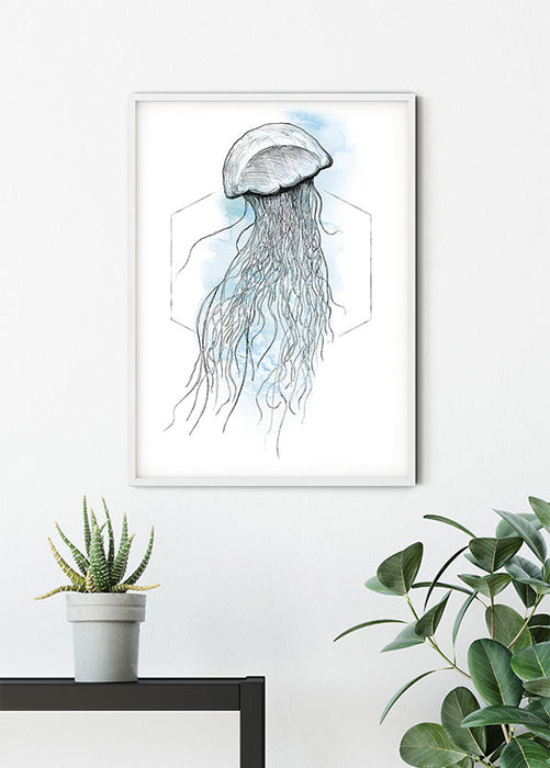 Komar NEU | Wandbild - Jellyfish Watercolor - Größe 40 x 50 cm