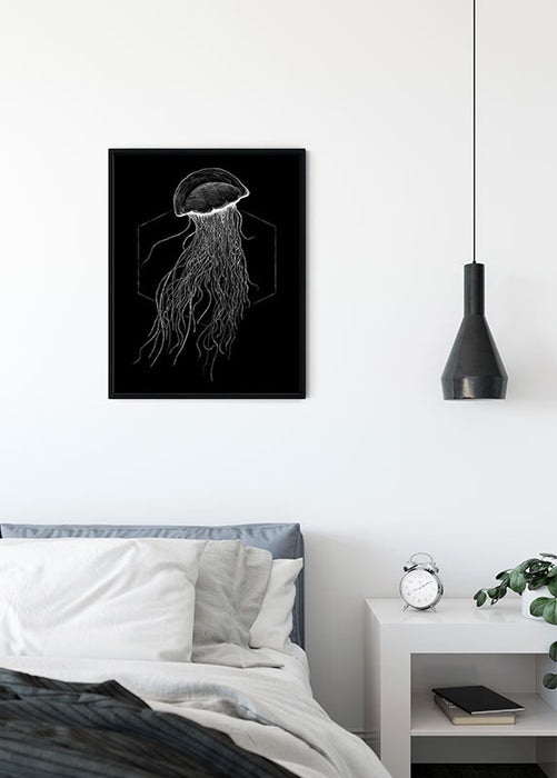 Wandbild - Jellyfish Black