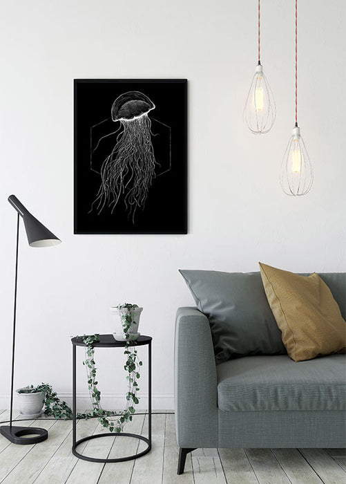 Wandbild - Jellyfish Black
