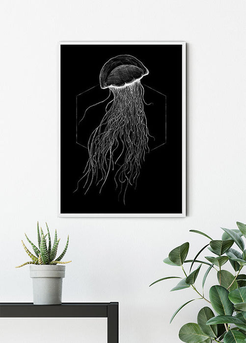 Wandbild - Jellyfish Black