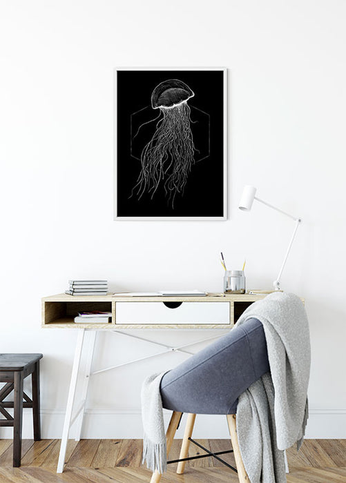Wandbild - Jellyfish Black