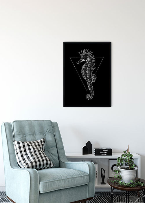 Komar NEU | Wandbild - Sea Horse Black - Größe 40 x 50 cm