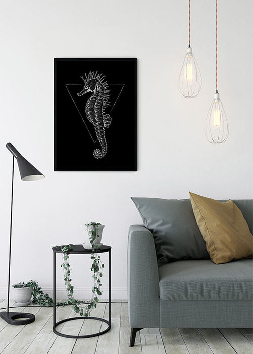 Komar NEU | Wandbild - Sea Horse Black - Größe 40 x 50 cm