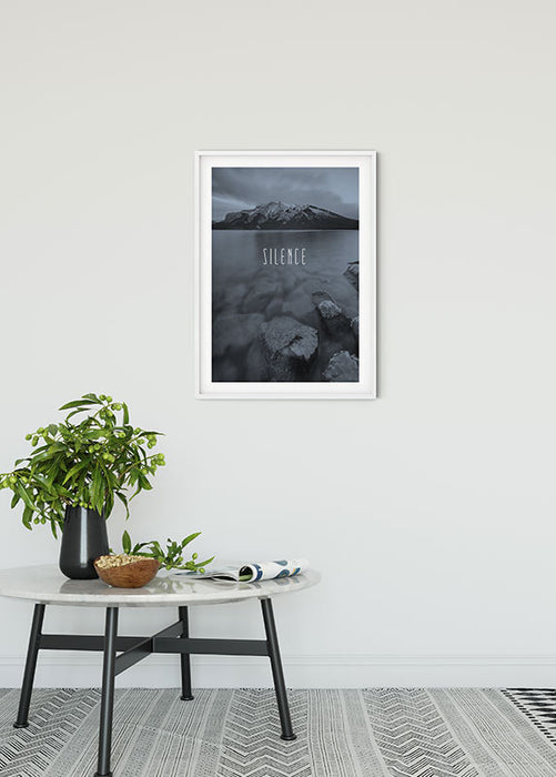 Wandbild - Word Lake Silence Steel