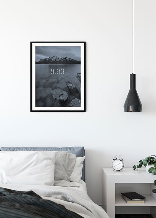 Wandbild - Word Lake Silence Steel