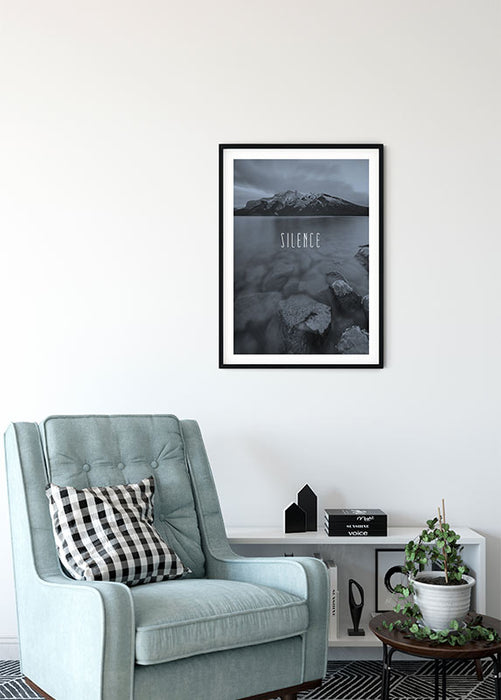 Komar NEU | Wandbild - Word Lake Silence Steel - Größe 50 x 70 cm