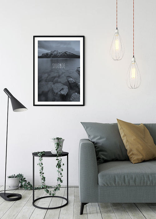 Wandbild - Word Lake Silence Steel