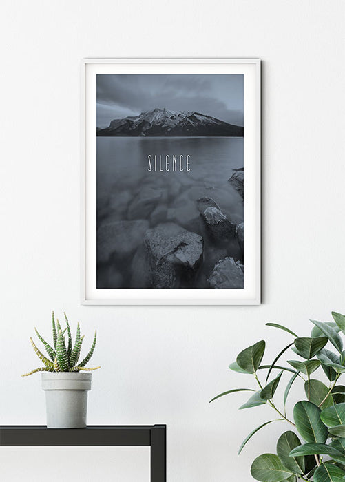 Wandbild - Word Lake Silence Steel