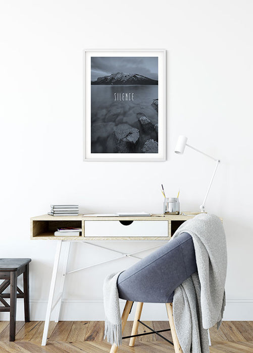 Wandbild - Word Lake Silence Steel