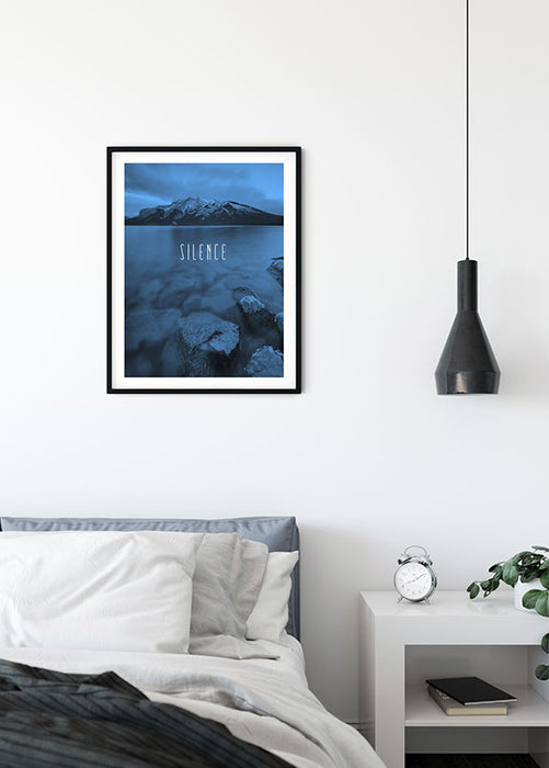 Wandbild - Word Lake Silence Blue