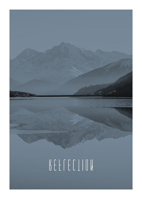 Wandbild - Word Lake Reflection Steel