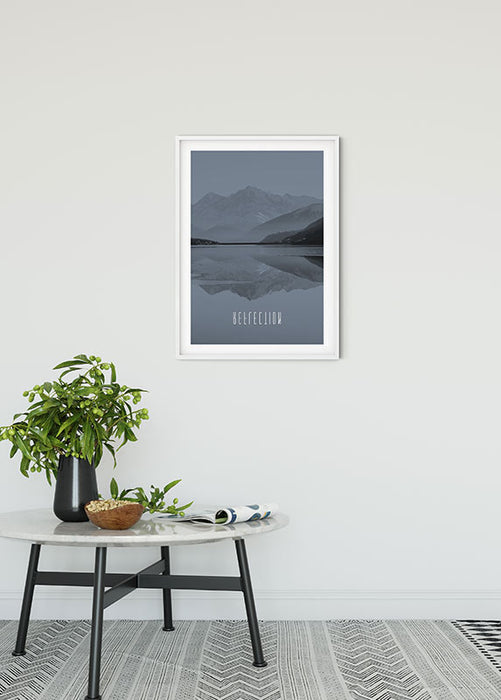 Wandbild - Word Lake Reflection Steel