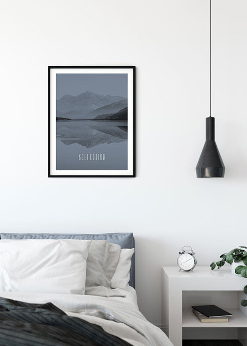 Wandbild - Word Lake Reflection Steel