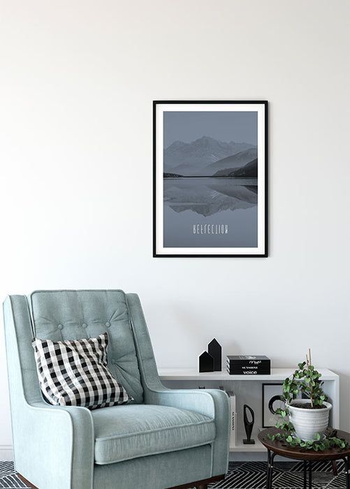 Wandbild - Word Lake Reflection Steel