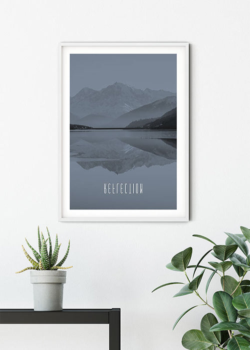Wandbild - Word Lake Reflection Steel